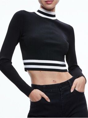 ALICE + OLIVIA Cropped Karin Zip Pullover Top NEW - XS